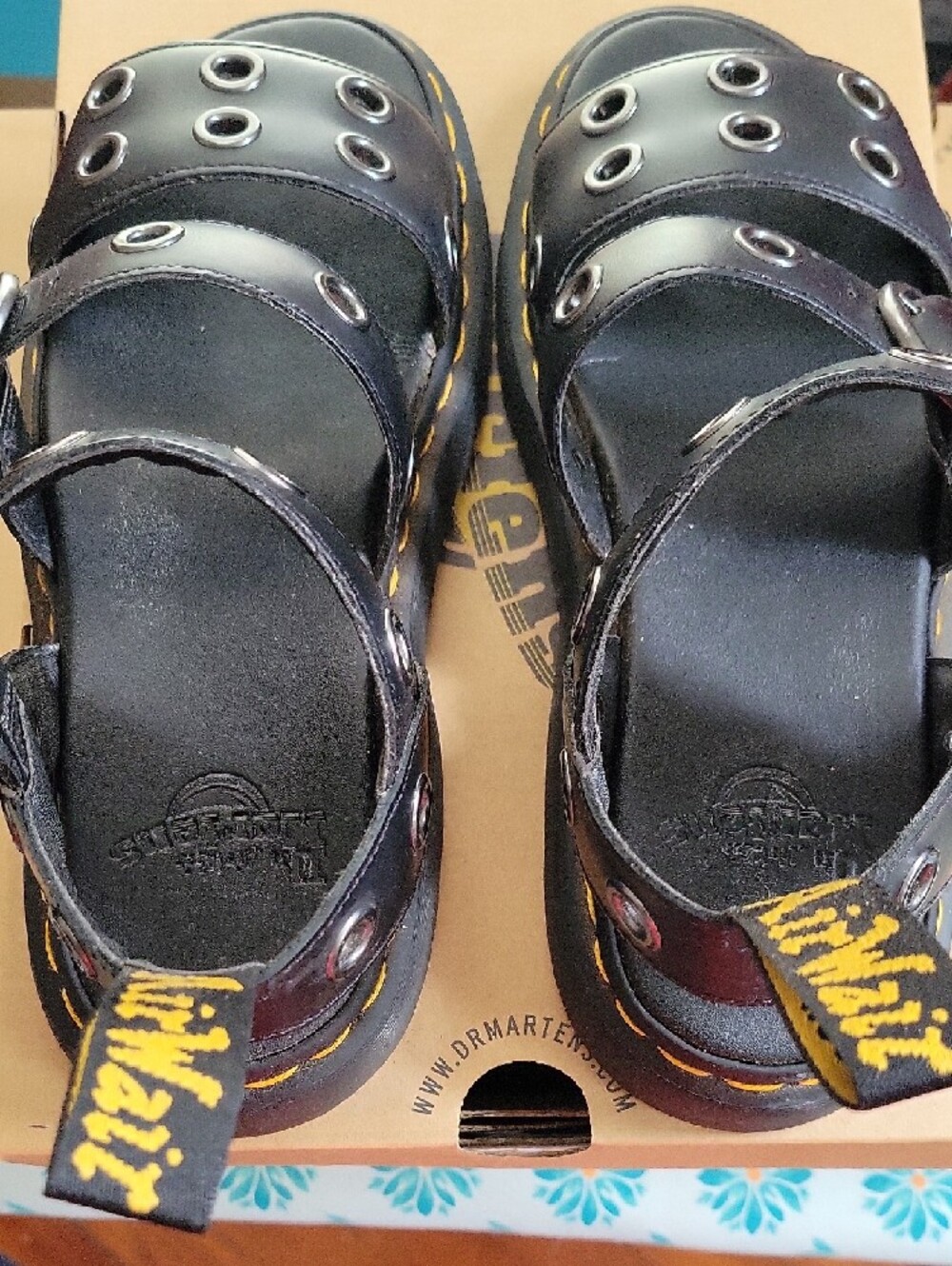 Dr. Martens Black Unisex M8/W9 Gryphon Grommet Sandals - Picture 6 of 7